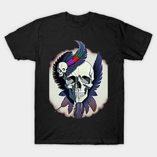 skull with feathers T-Shirt